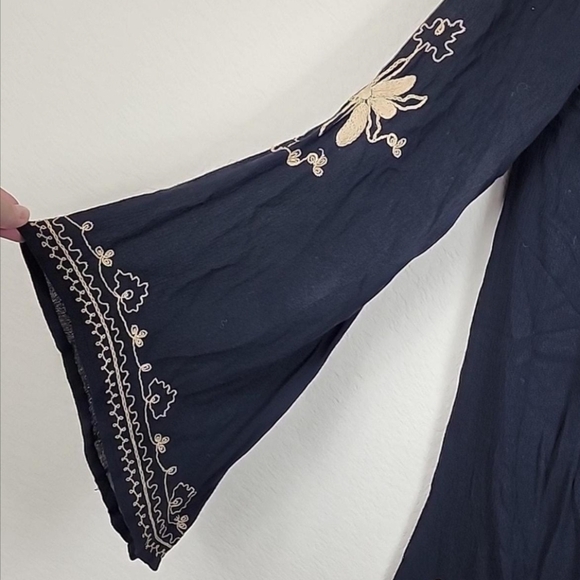 Free People Sky Fall Embroidered black mini Dress  / tunic  size M - Picture 4 of 10